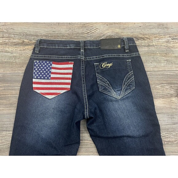 COOGI Women's 5/6 Capri Cropped Jeans Embroidered American Flag Vtg. Y2K - Picture 5 of 16